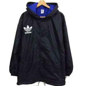 90s☆adidas アディダス ナイロンジャケット フード付き コーチジャケット オールドアディダス メンズ ウインドブレーカー 1円スタート