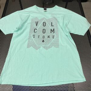 ボルコム volcom 半袖 プリントTシャツ 水色 ターコイズ Lサイズ