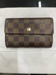 【中古品】LOUIS VUITTON　ルイヴィトン ダミエ ポルトフォイユ・アレクサンドラ N63067 ブラウン/レディース