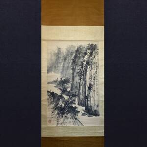 【真作】【芸】劉延涛（山水画賛）中国画　中国河南人　七友画会　「画壇三髯」　古美術　肉筆紙本　掛軸