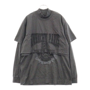 ジバンシィ 22AW Overlapped Embroidered Tee BM71FC3Y8T オーバーラップエフェクト刺繍レイヤード長袖Tシャツ カットソー ブラック