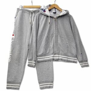 チャンピオン CHAMPION ロゴプリント 薄手スウェット 上下セット パーカー × パンツ M グレー メンズ