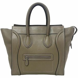 セリーヌ トートバッグ ラゲージ ミニ ショッパー ベージュグレー 165213 美品 レザー 中古 CELINE 大きめ