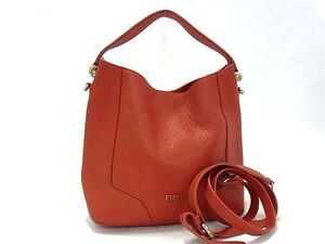 1円 ■美品■ FURLA フルラ レザー 2WAY ワンハンドル ハンドバッグ ショルダーバッグ 肩掛け 斜め掛けかばん オレンジ系 GA1047