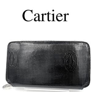 Cartier カルティエ 長財布 ハッピーバースデー ラウンド 総柄 エナメル