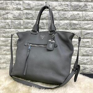 PRADA　プラダ　2way　ショルダーバッグ　レザー グレー