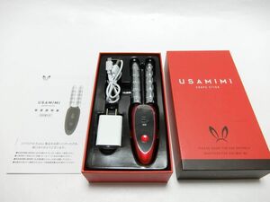 極美品 USAMIMI シェイプスティック うさみみ コロコロ 顔 デコルテ 二の 腕 足 EMS 軽量 (ワインレッド)／YL240123001