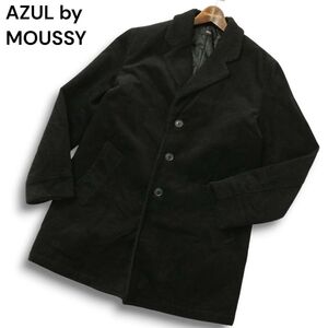 【新品 未使用】 AZUL by MOUSSY アズール マウジー 秋冬 襟ボア★ 中綿 コーデュロイ ランチ コート Sz.S　メンズ 黒　C4T11228_C#N