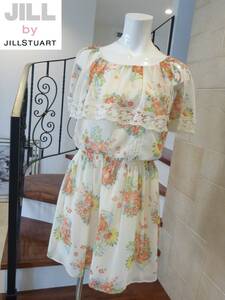 美品 JILL by JILLSTUART（ジル バイ ジルスチュアート）★アイボリー×花柄×レース　ワンピース　Ｓ