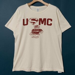 【1円スタート】メール便◯ WAREHOUSE ウエアハウス Tシャツ M 半袖 メンズ ブルドック プリント 綿 コットン 日本製 生成り オフ白 春夏