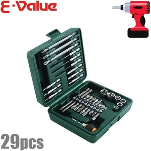 E-Value ビットセット インパクトビットセット ＆ ソケットセット 1/4 BS-4 29PCS 六角 ドライバービット 工具セット ツールセット