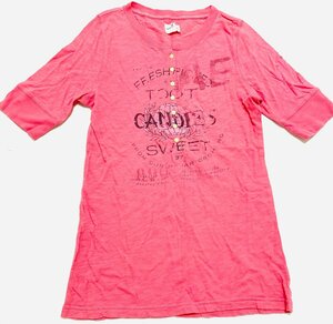 アメリカンイーグル AE トップス カットソー Tシャツ 五分袖 ピンク レディース sizeL/G ロゴ シンプル かわいい