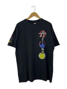 VISION STREET WEAR◆91年製/90s/anarchy×peace×happiness/Tシャツ/L/コットン/ブラック/プリント