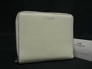 1円 ■極美品■ COACH コーチ レザー ラウンドファスナー 財布 ウォレット 札入れ 小銭入れ カード入れ レディース アイボリー系 BI8921