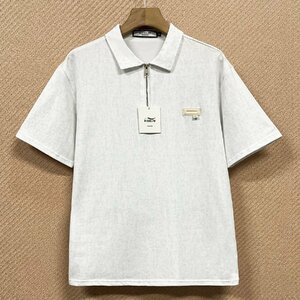 高級ヨーロッパ製※定価2万◆ブルガリア発※RISELIN ポロシャツ 半袖Tシャツ 爽やか 通気 無地 カットソー ビジネス カジュアル L/48