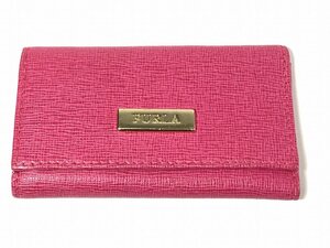 フルラ FURLA キーケース 本物 フェイクレザー ピンク 中古 送料185円 t0