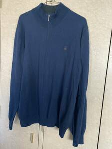 BROOKSBROTHERS ブルックスブラザーズ ジップアップ ニット セーター ハイネック ネイビー XL 紺 ウール100% ゴルフウェア / 中古 USED