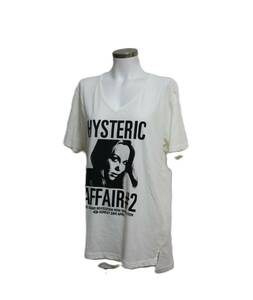 【即決】未使用 HYSTERIC GLAMOUR ヒステリックグラマー◆Vネック 半袖 シャツ Tシャツ コットン F フリーサイズ　　yo　　