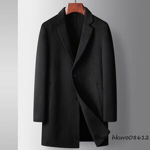 定価16万*最高級 ウールコート メンズコート紳士 ロングコート ビジネスコート 厚手 カシミヤコート チェスターコート アウター 黒色 3XL