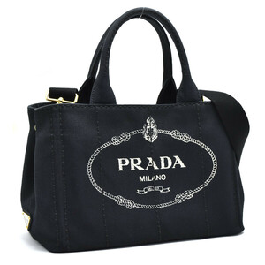 プラダ 2WAYバッグ トートバッグ カナパミニ 1BG439 キャンバス レディース ブラック×ゴールド金具 PRADA