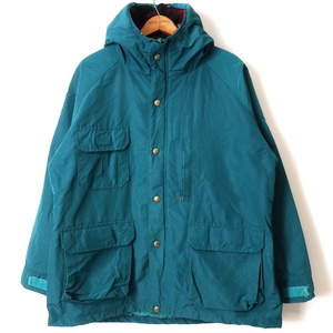 80s USA製 WOOLRICH ウールリッチ ナイロン マウンテンジャケット(レディース XL)グリーン系 ヴィンテージ チェックライナー