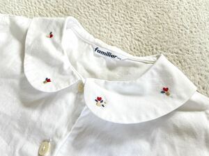 familiar ブラウス お受験 130 長袖ブラウス ホワイト　女の子 コットン