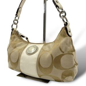 coach One-shoulder bag white beige 19218