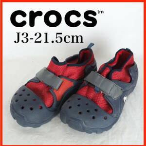 MK8488*crocs*クロックス*ジュニアサンダル*J3-21.5cm*紺×赤*