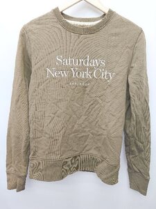 ◇ Saturdays NYC サタデーズ ロゴ刺繍 スウェット 長袖 トレーナー カットソー サイズXS カーキ メンズ P