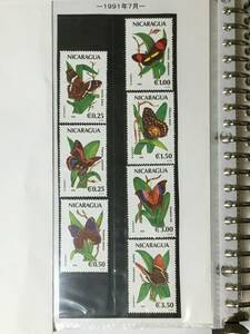 切手：昆虫・蝶／ニカラグア＊１９９１年７月＊