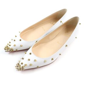 未使用品★Christian Louboutin クリスチャンルブタン 1151001 DEGRASPIKE FLAT KID スタッズ レザー フラットパンプス 36.5 保存袋付