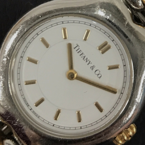 ティファニー ティソロ L0112 ホワイト文字盤 クォーツ 腕時計 未稼働品 レディース 18K × SS コンビブレス TIFFANY