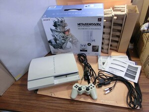 【HW17-15】【140サイズ】SONY PlayStation3 CECHH00 セラミックホワイト/PS3/プレステ3/欠品有/通電可 ジャンク扱い/※ヤケ 黄ばみ有