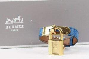 【美品】HERMES エルメス ケリーウォッチ ゴールド文字盤 腕時計 〇V刻印 クォーツ 動作確認済み レディース小物【QL5】