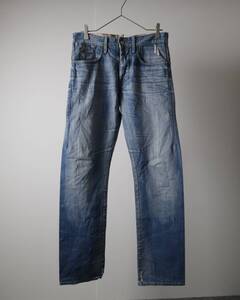 P1K131 Italy made G-STAR RAW 3301 Straght Washed Jeans ジースター ストレート ヒゲ デニム パンツ ジーンズ ブルー W30 イタリア製