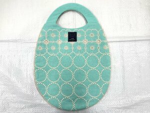 mina perhonen　ミナペルホネン　tambourine×anemon　oval bag　ファブリック　ハンドバッグ　ミントグリーン　5396