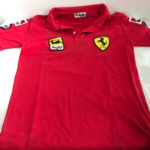 ポロシャツ Agip 半袖ポロシャツ Ferrari フェラーリ　　赤　F1 肩幅44cm 着丈80cm 袖丈23cm【KM14-101005】