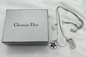 １円スタート Christian Dior クリスチャンディオール Diorロゴ シルバー プレート　スター　アクセサリー ネックレス