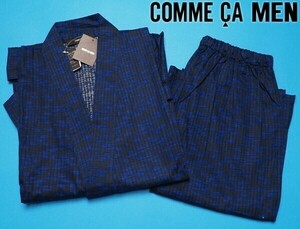 新品 COMME CA MEN コムサメン コットン100% 霞柄 甚平/ルームウェアL紺(330) CMJ258181 夏祭りに ラスト