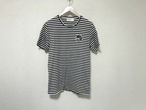 本物カルバンクラインプラティナムCalvinKleinコットンボーダー柄半袖Tシャツメンズサーフアメカジミリタリービジネススーツ白黒ホワイトM