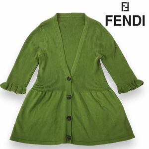 m88 FENDI フェンディ 2011 ニット カーディガン トップス size42 コットン 100% グリーン イタリア製 正規品 レディース