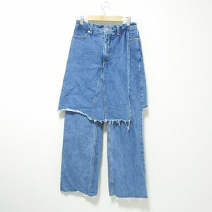 美品 MAISON SPECIAL メゾンスペシャル Layered Wrap Denim Pants カットオフ レイヤードデニムパンツ ジーンズ 38 ライトブルー ◆