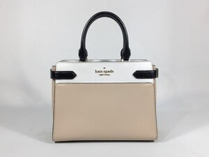 ケイトスペード ハンドバッグ レザー ベージュ×ホワイト 【極美品】 返品保証