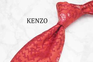 【美品】KENZO ケンゾー A-440 オレンジ系 イタリア製 ブランド ネクタイ 良品 古着 卸 USED オールド SILK