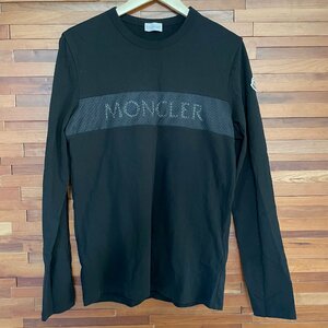 ω美品【MONCLER モンクレール ロングTシャツ G10918D71810　8390T 長袖 ロゴトップス ブラック サイズM メンズ コットンシャツ】KH9630