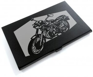 ブラックアルマイト「ホンダ(HONDA) GB250 クラブマン」切り絵デザインのカードケース[BC-025]