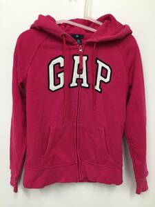 送料無料 Gap レディース パーカー フード付き ジップアップ ピンク ビビットカラー 差し色に 可愛い シンプル 日本XS サイズ 160/84A