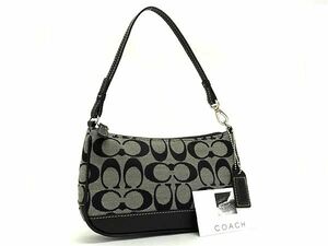 1円 ■極美品■ COACH コーチ 6094 シグネチャー キャンバス×レザー ハンドバッグ ミニバッグ レディース ブラック系 BF9099