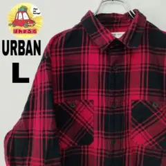 usa古着 URBAN ネルシャツ　L ブラック　レッド　オンブレチェック