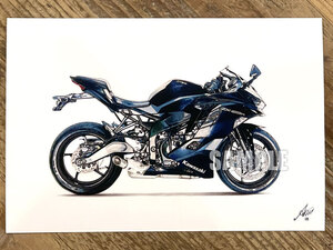 カワサキ ZX-25R バイクイラスト ハガキイラスト プリント No.18